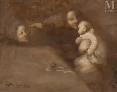 Eugène CARRIERE (Gournay 1849 - Paris 1906)-Femme et enfants-img1