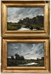 Ecole FRANÇAISE du XIXème siècle-Les lavandières au bord du fleuve-img1