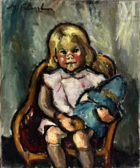 Madeleine FLASCHNER (1933-2022)-Jeune fille à la poupée-img1