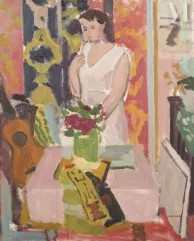 Jules CAVAILLES  (Carnaux 1901 - Epineuil 1977)-La table à la guitare/ Composition à la chaise-img1