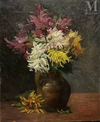 École française du XXème siècle-Bouquet de dalias-img1