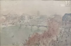 André BARBIER (Arras 1883 - Paris 1970)-Vue sur la Seine à Paris-img1