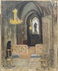 Marthe ORANT (1874-1957)-Intérieur d'église-img1