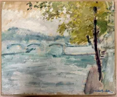 André BARBIER (Arras 1883 - Paris 1970)-Vue sur la Seine à Paris-img1
