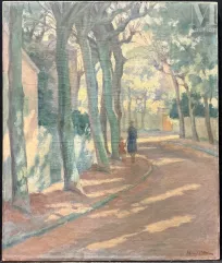 Ecole française de la fin du XIXème siècle et du début du XXème siècle-Promenade dans le parc-img1