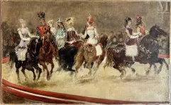 Ecole Française de la fin du XIXe siècle-Les cavaliers du cirque-img1