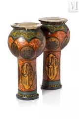 Paire de derboukas peintes à décor floral et calligraphique-Algérie, Kabylie, XIXe siècle-img1