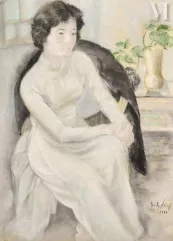 Ⓟ TRAN DONG LUONG (1925-1993)-"Jeune femme assise", 1984-img1