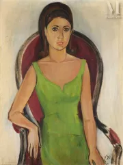 Naziha SALIM (Irak, 1927-2008)-Portrait (probably of Queen Aliya bint Ali)-img1