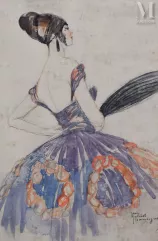 Jean-Gabriel DOMERGUE (1889-1962)-Elégante à l’éventail-img1