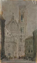 André BARBIER (Arras 1883 - Paris 1970)-Florence, le baptistère-img1