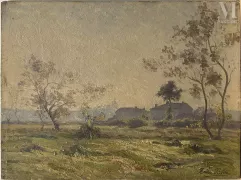 Henri BIVA (Paris 1848 - 1929)-Matin de Novembre, paysage-img1