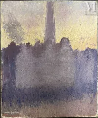 André BARBIER (Arras 1883 - Paris 1970) et DOUCET-Cathédrale / Ville du Sud / Paysages - 4 oeuvres au total-img1