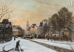 Adrien DEMONT (1851-1928)-Vue de Douai sous la neige-img1