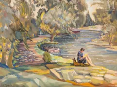 Dorotha KUCEMBIANKA dite Dora BIANKA (Varsovie 1895 – Chesnay 1979 )-Lecture près de la rivière-img1