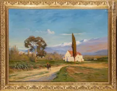 André DELAISTRE (1865-1931)-Paysage de Provence aux voyageurs-img1