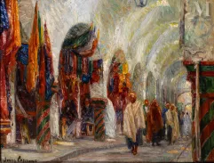 Omer COPPENS (Dunkerque 1826 - Ixelles 1926)-Le souk des étoffes à Tunis-img1