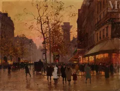 Edouard CORTES (Lagny sur Marne 1882 - 1969)-Le café Briard à la Porte Saint Denis, circa 1930-img1