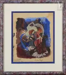 Suzanne ROGER (Paris 1899 - 1986)-Chambardement autour de trois coeurs-img1