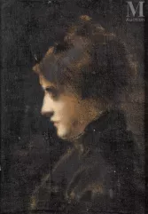 Jean-Jacques HENNER (Bernvillier 1829 - Paris 1905)-Portrait de femme de profil gauche, probablement Germain Dawis, circa 1890-1900-img1