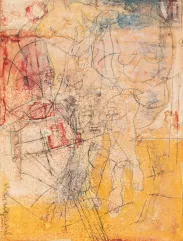 Joachim WEINGART (Drohobytch 1895- Auschwitz 1942)-Esquisse, deux nus à la mandoline-img1