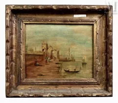 Ecole ITALIENNE du XXème siècle-Les gondoles à Venise-img1