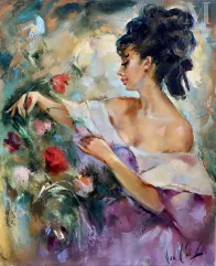 Robert VAN CLEEF (1914-?)-Femme cueillant des fleurs-img1