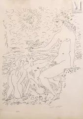 André Masson (1896-1987)-Terre érotique VI, Femme nue et faune, 1975-img1