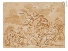Louis DORIGNY (Paris 1654 - Vérone 1742)-Ange voletant au-dessus d’un groupe de personnes-img1