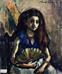 Madeleine FLASCHNER (1933-2022)-Jeune fille à l'éventail-img1