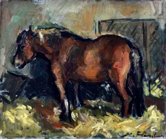 Madeleine FLASCHNER (1933-2022)-Les chevaux dans l'étable-img1