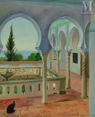Camille LEROY (Paris 1905 - Roquebrune-Cap-Martin 1995)-Patio de la villa Abd-el-tif à Alger-img1