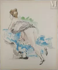 André DIGNIMONT (1891-1965)
 Aquarelle-Muse regardant par la fenêtre-img1