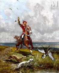 Martinus Antonius KUYTENBROUWER   (1821-1897)-Le Fauconnier-img1