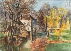 André PLANSON (La Ferté sous Jouarre 1898-1981)-Le moulin de Boitron-img1