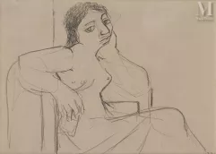Pierre TAL-COAT (Clohars -Carnoët 1905 - Saint Pierre de Bailleul 1985)-Femme assise et étude de visages-img1
