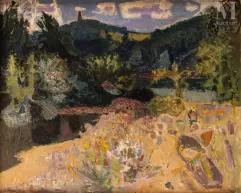Jean AUJAME (Aubusson 1905 - Chevilly 1965)-Les bords de l’Allier au Printemps, 1962-img1