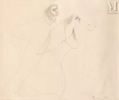 Pierre TAL-COAT (Clohars -Carnoët 1905 - Saint Pierre de Bailleul 1985)-Trois personnages-img1