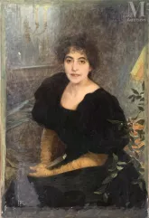 Paul CHABAS (Nantes 1869 - Paris 1937)-Portrait d'élégante à l'éventail-img1