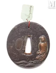 JAPON, Époque Edo, XIXe siècle-Tsuba maru gata en fer-img1