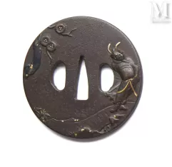 JAPON, Époque Edo, XIXe siècle-Tsuba nagamaru gata en fer-img1