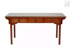 CHINE, fin de la Dynastie Qing-Large console en bois naturel-img1