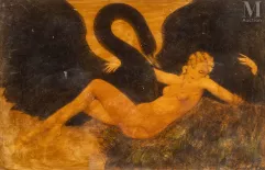 Louis ICART (1888 - 1950)-"Léda et le cygne"-img1