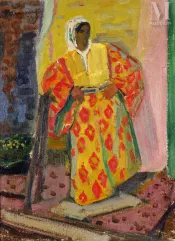 André HAMBOURG (Paris 1909 - 1999)-Portrait de femme marocaine-img1