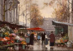 Edouard CORTES (Lagny sur Marne 1882 - 1969)-Marché aux fleurs de la Madeleine, 1937-img1