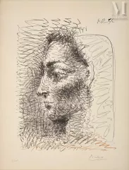 Pablo Picasso (1881-1973)-Portrait de Jacqueline,1956-img1