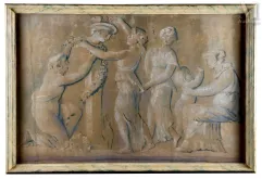 Ecole ITALIENNE du XIXème siècle-Scène à l'antique avec femmes et enfants-img1