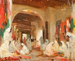 Georges LE MARE (Coutances 1866 - Tunisie 1942)-Le souk des femmes à Tunis-img1