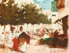 Georges LE MARE (Coutances 1866 - Tunisie 1942)-Scène de Marché à Tunis-img1