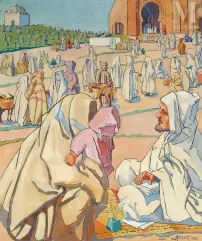 Jean HAINAUT (France, 1894 - 1959)-L'écrivain public aux portes de Rabat, 1926-img1